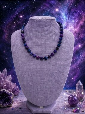 Artisan made Hand Knotted Galaxy Tigers Eye Gemstone Necklace